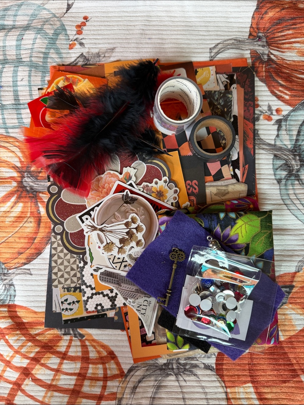 Halloween Junk Journal Supply Kit - Assorted Orange, Black, Purple, Green
